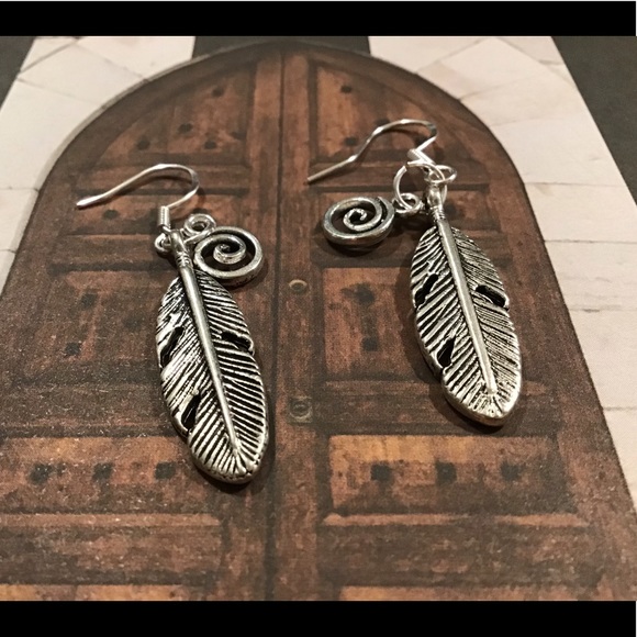 925 silver feather boho bohemian earrings new ooak handmade - Picture 1 of 5